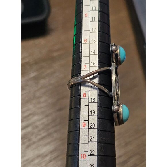 925 Sterling Silver Native American Navajo Turquoise Ring Mexico Sz 7.5 - 5.78g - Picture 2 of 5